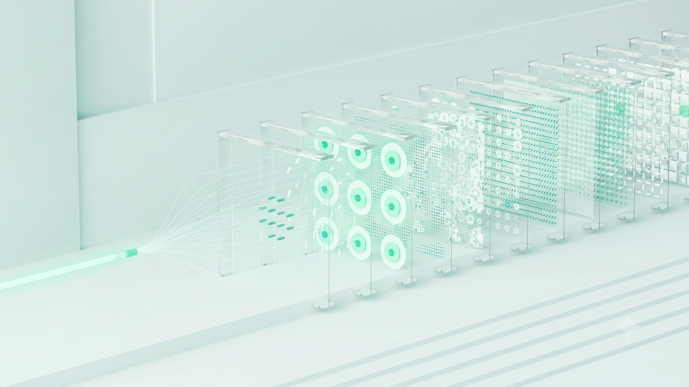 Travel data and intelligence visualization showing multi-layered data processing insights